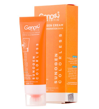 کرم ضد آفتاب بی رنگ ژنوبایوتیک مدل Sunogen با SPF50 مناسب پوست چرب و مختلط