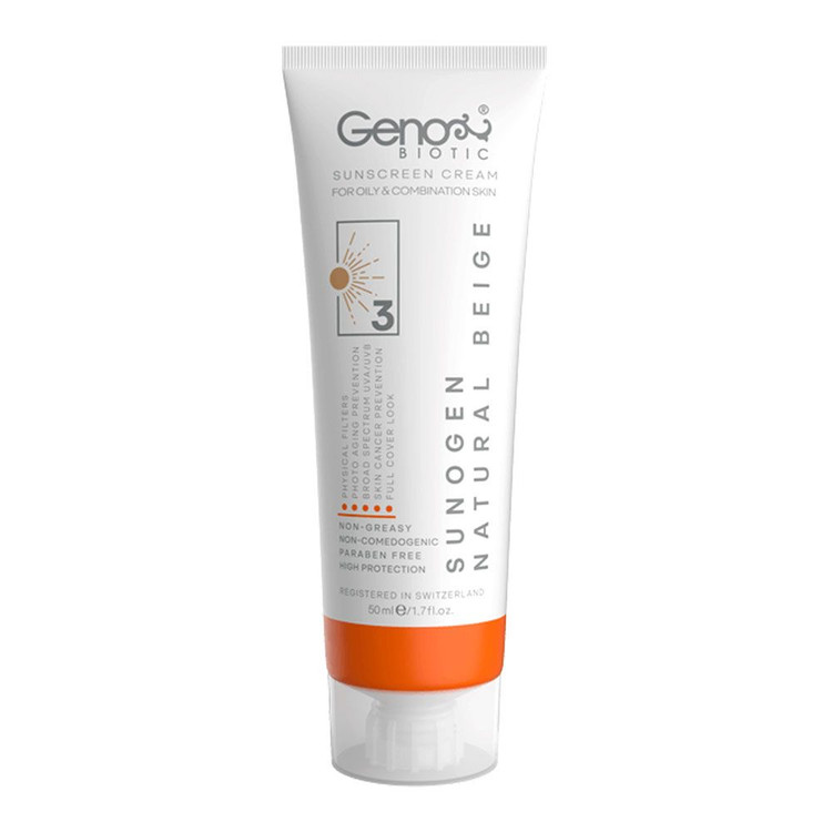 کرم ضد آفتاب رنگی ژنو بایوتیک با SPF50 مناسب پوست چرب و مختلط